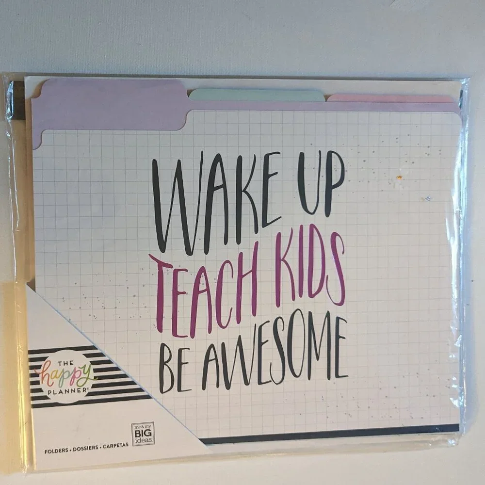 NWT Back to School Happy Planner Teacher Wake Up Teach Be Awesome 8pc Folder Set